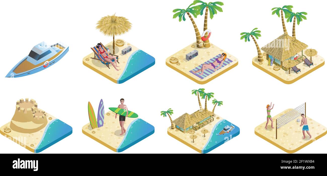 Isometric summer beach elements set Stock Vector Image & Art - Alamy