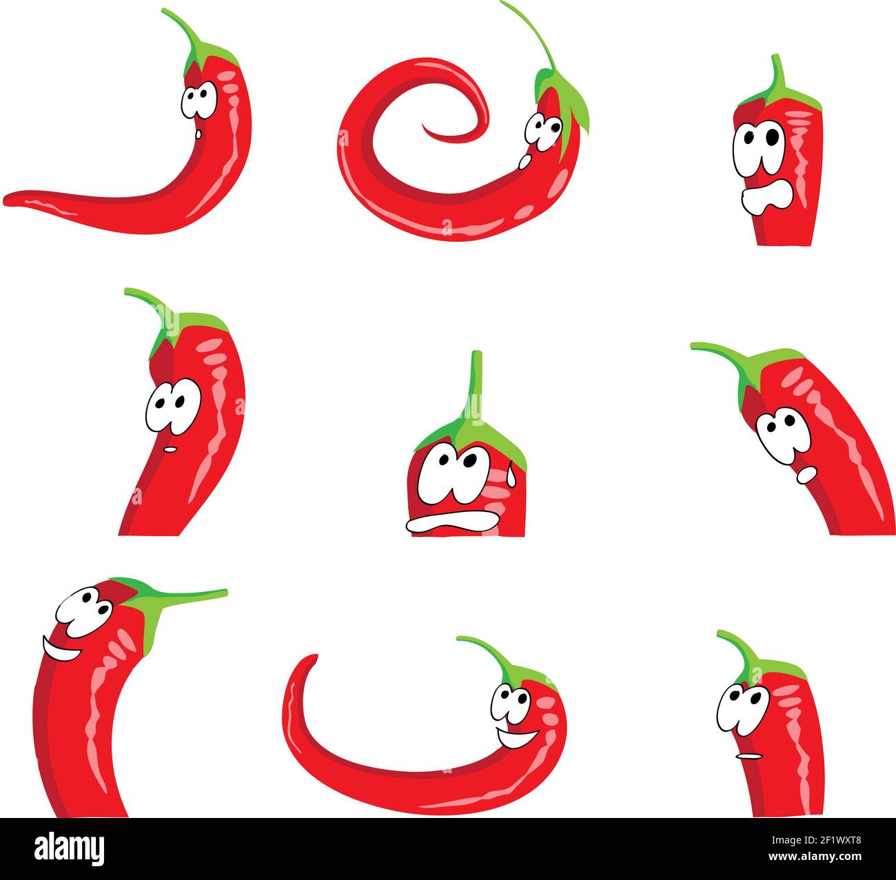 cartoon red chili emoji set Stock Photo Alamy
