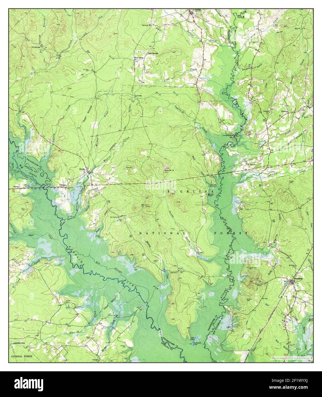 Broaddus, Texas, map 1958, 162500, United States of America by Timeless Maps, data U.S