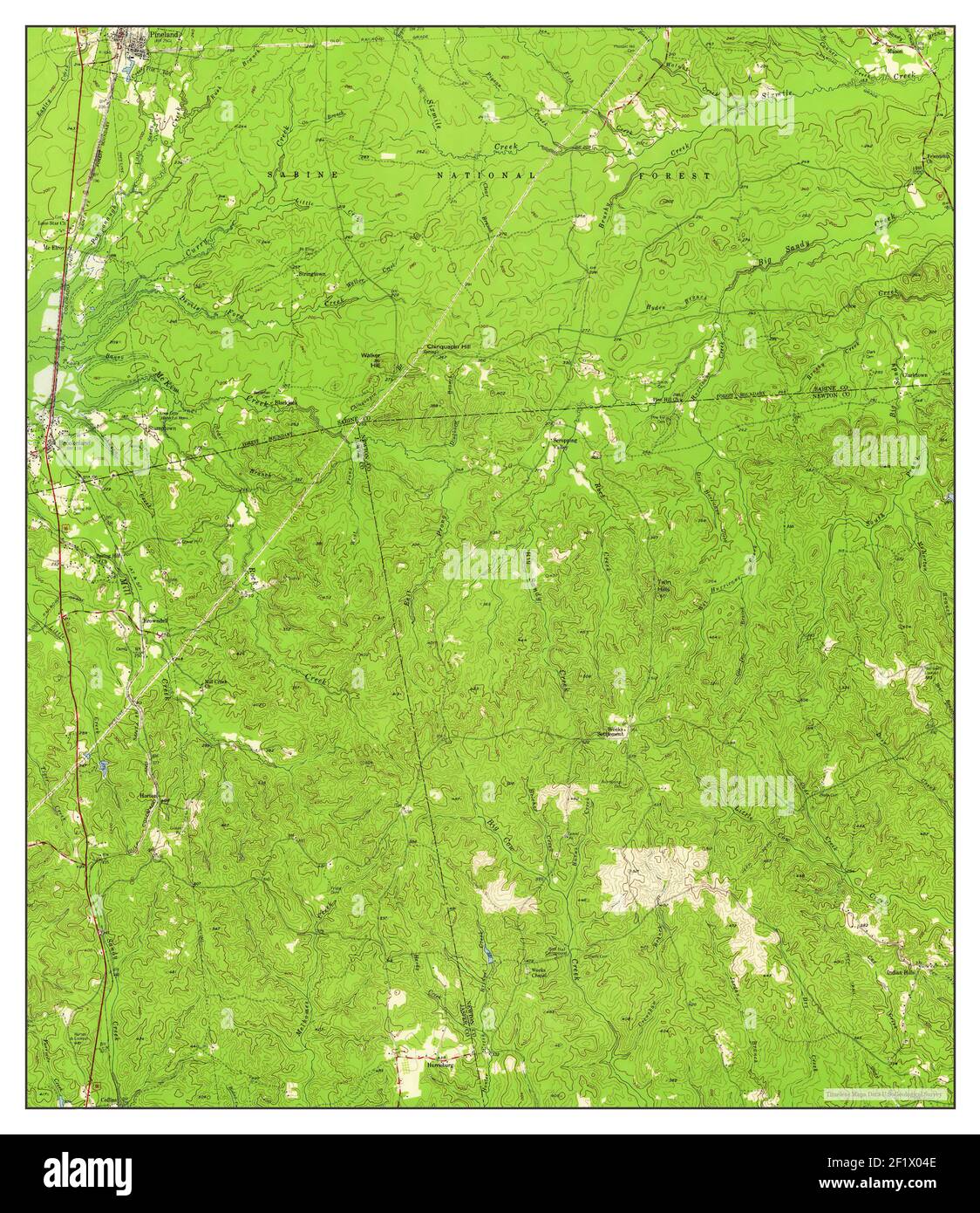 Brookeland, Texas, map 1957, 162500, United States of America by