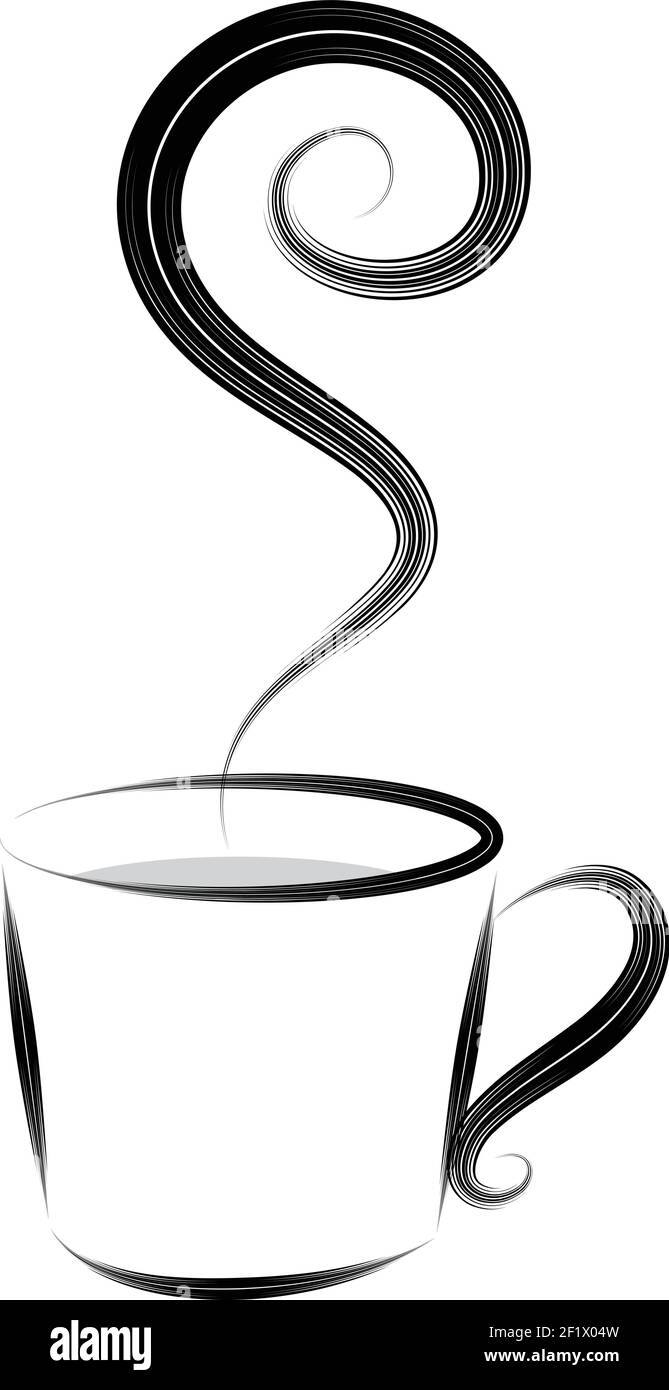 vector black and white a cup of hot tea / coffee Stock Vector Image ...