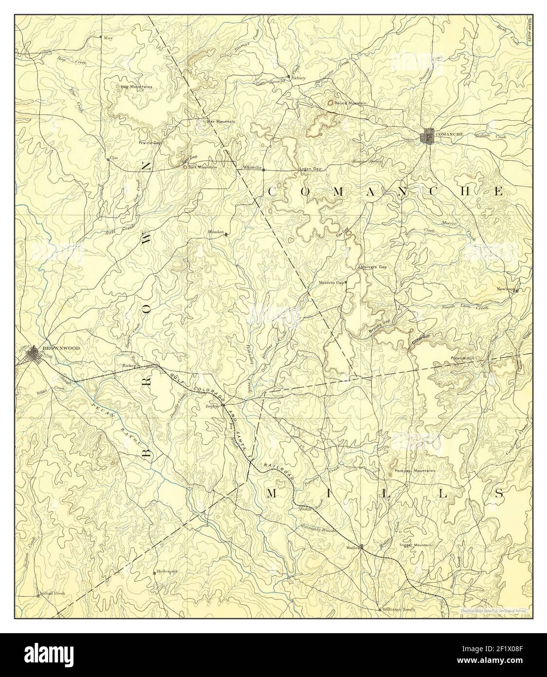 Brownwood texas hi res stock photography - Brownwood Texas Map 1894 1125000 United States Of America By Timeless Maps Data Us Geological Survey 2F1X08F