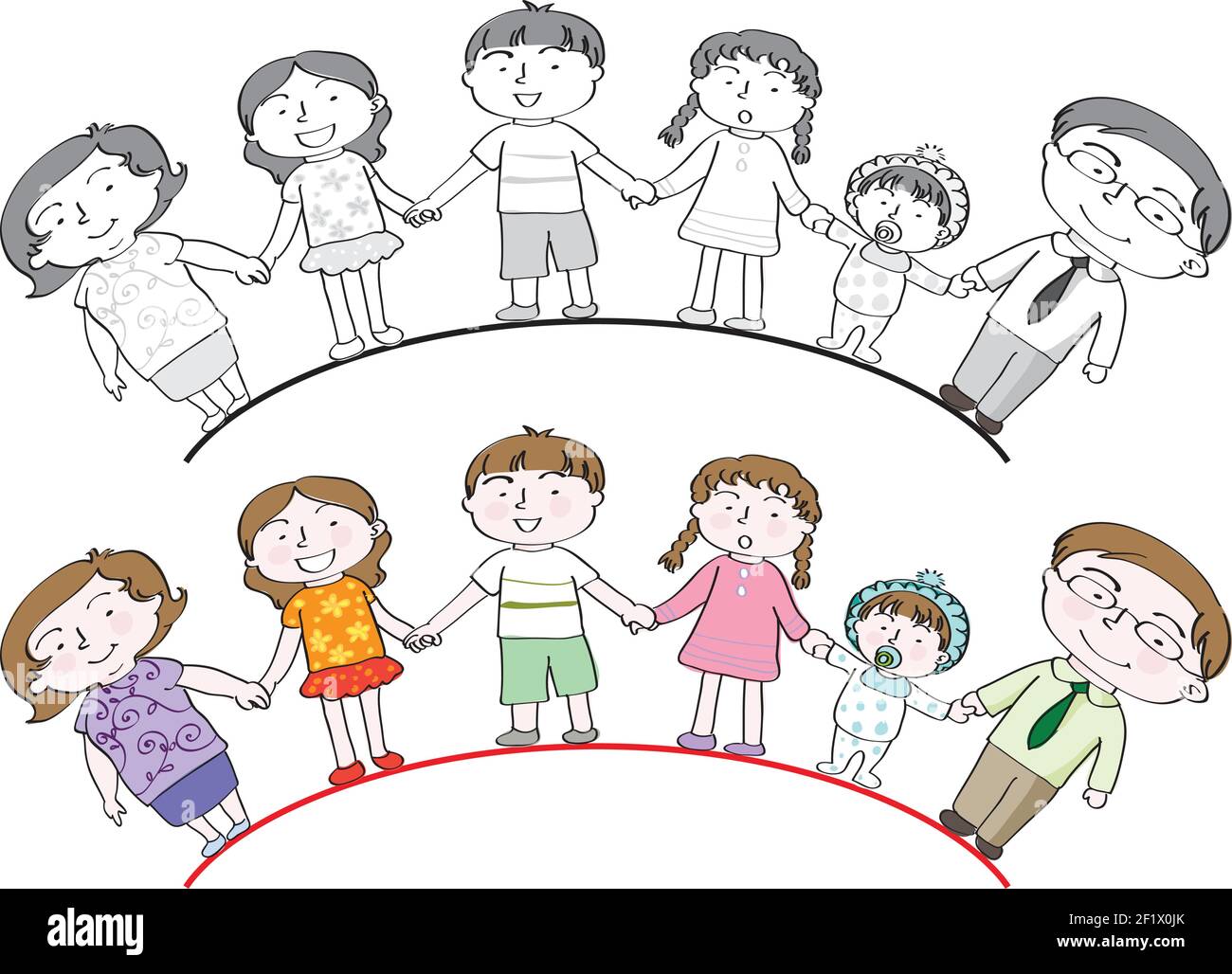 vector cartoon family background Stock Vector Image & Art - Alamy
