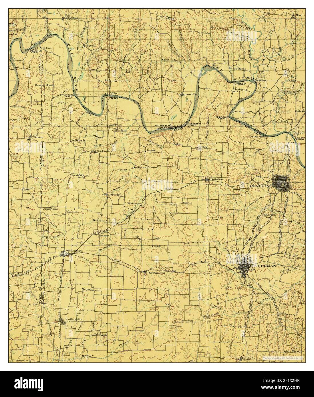 Denison Texas map 1901 1 125000 - Denison Texas Map 1901 1125000 United States Of America By Timeless Maps Data Us Geological Survey 2F1X2HR