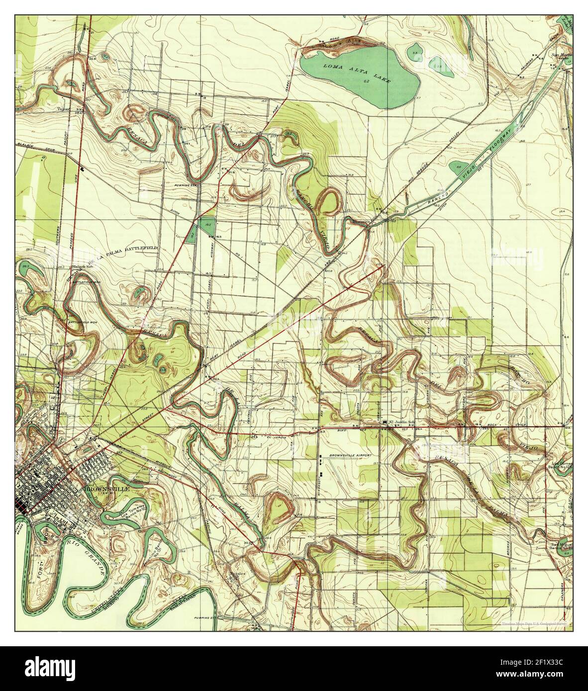 East Brownsville, Texas, map 1936, 1:31680, United States of America by Timeless Maps, data U.S. Geological Survey Stock Photo