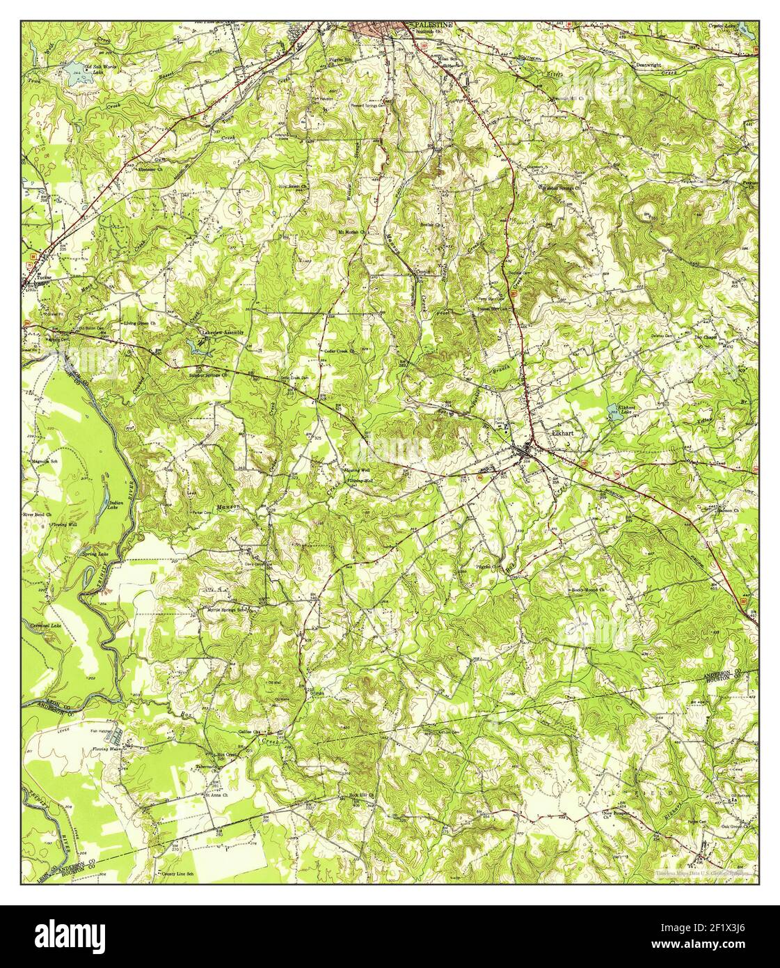 Elkhart, Texas, map 1951, 162500, United States of America by Timeless