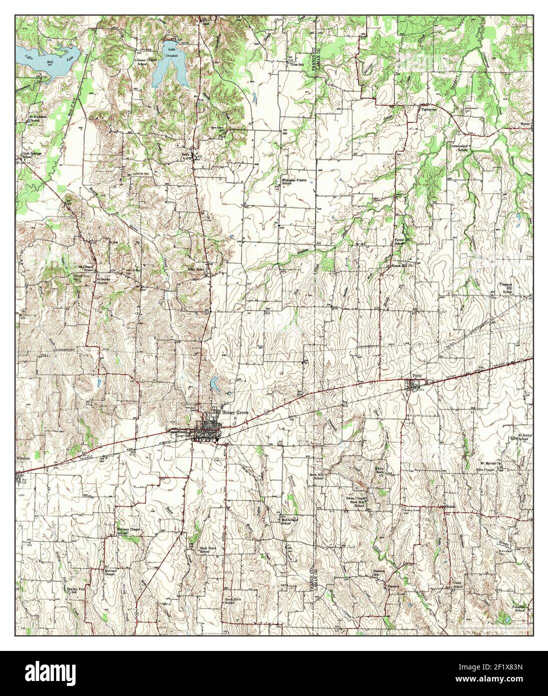 Honey Grove, Texas, map 1947, 162500, United States of America by