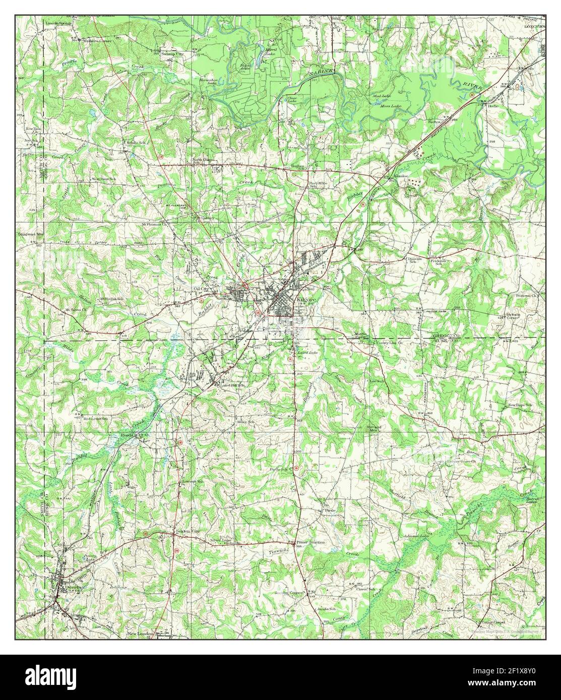 Kilgore, Texas, map 1936, 1:62500, United States of America by Timeless Maps,  data U.S. Geological Survey Stock Photo - Alamy