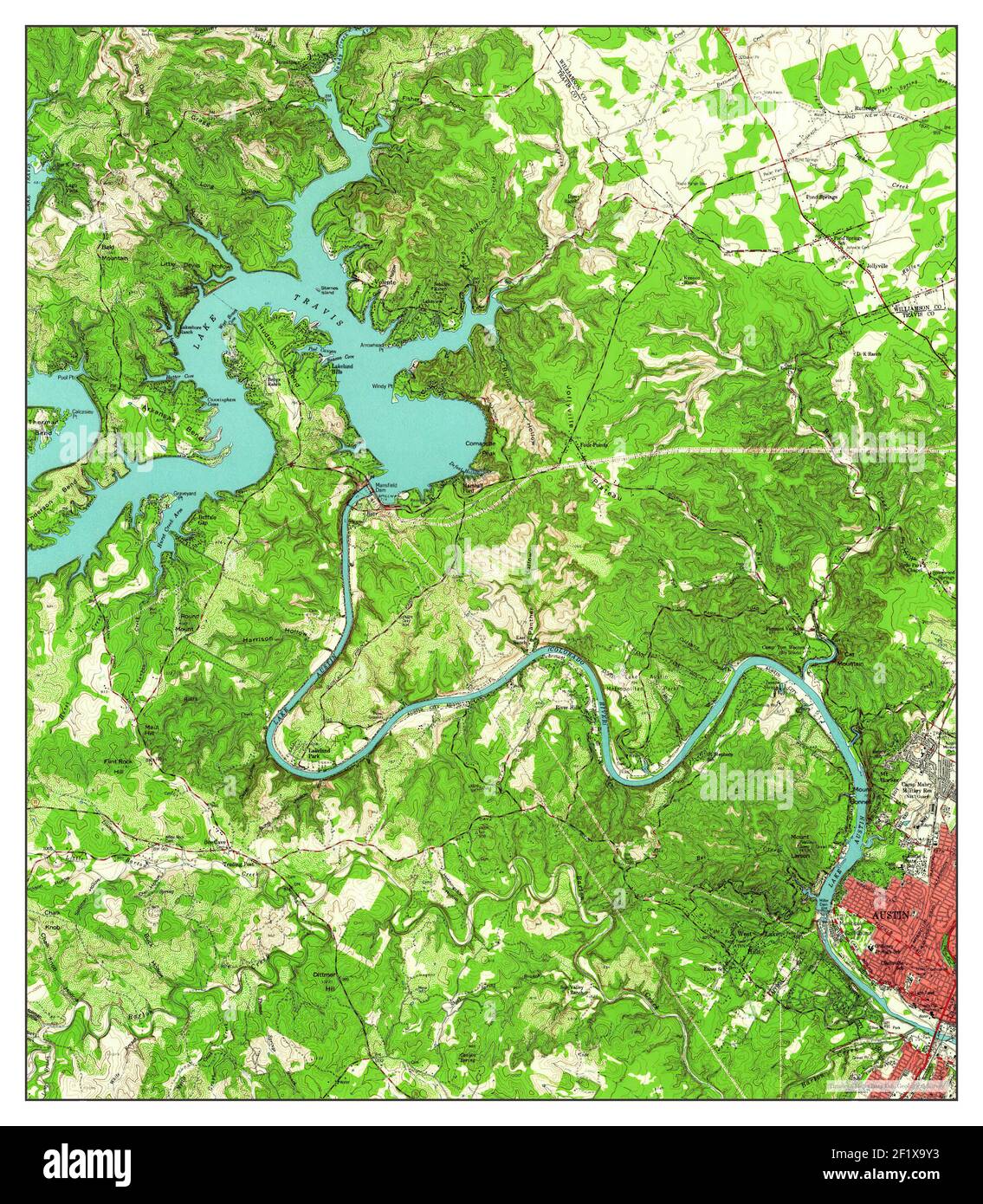 Lake Travis Topographic Map Lake Travis, Texas, Map 1959, 1:62500, United States Of America By Timeless  Maps, Data U.s. Geological Survey Stock Photo - Alamy
