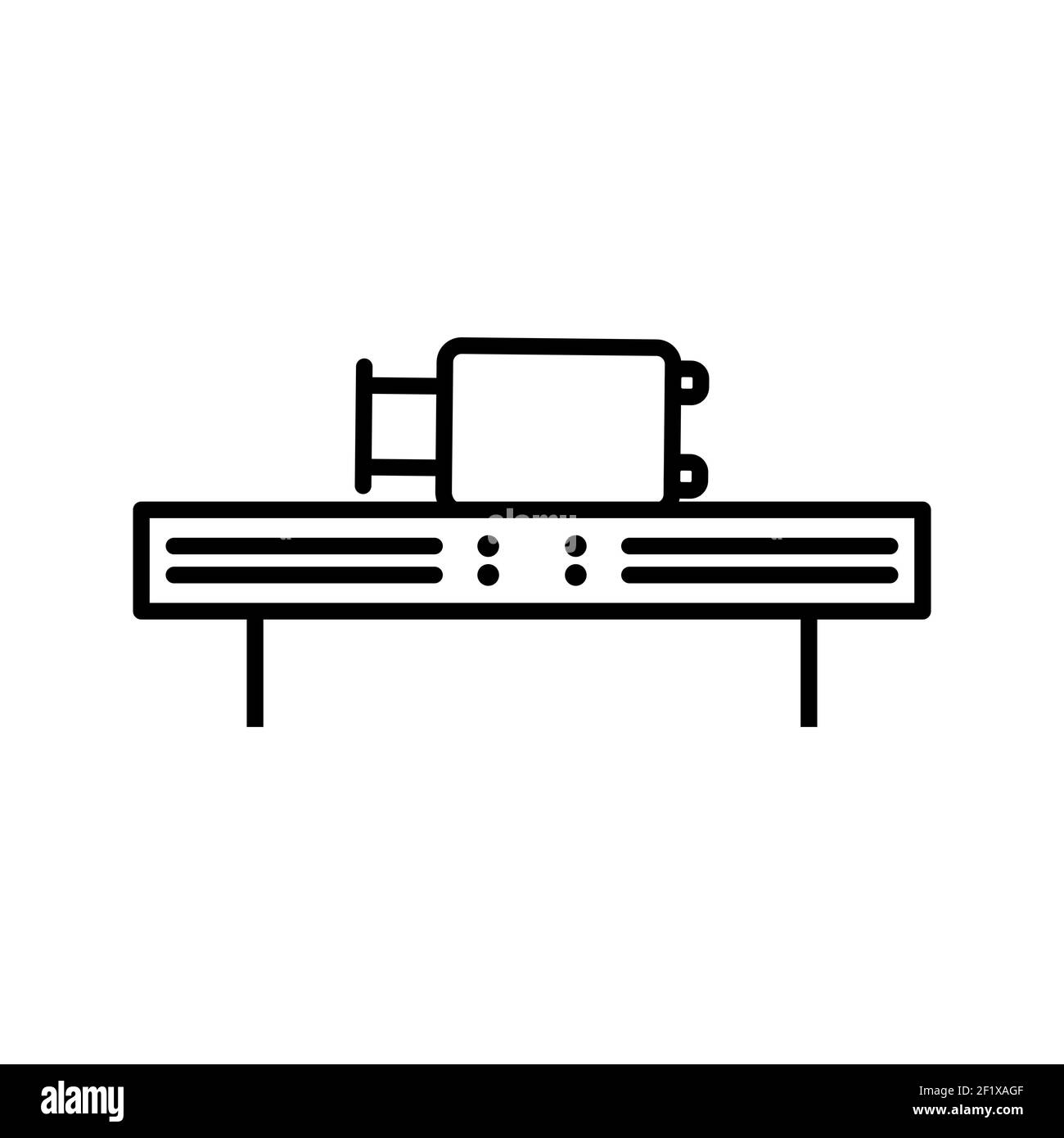 An illustration of a unique checking bag line vector icon on a white ...