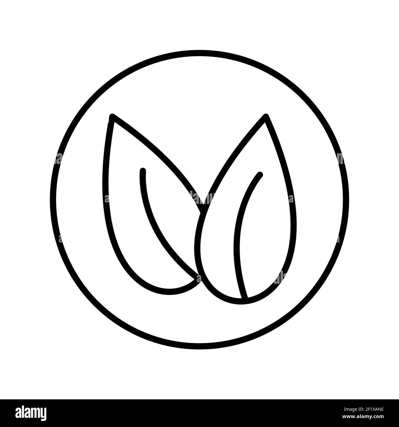 An illustration of a unique two leaves line vector icon on a white ...