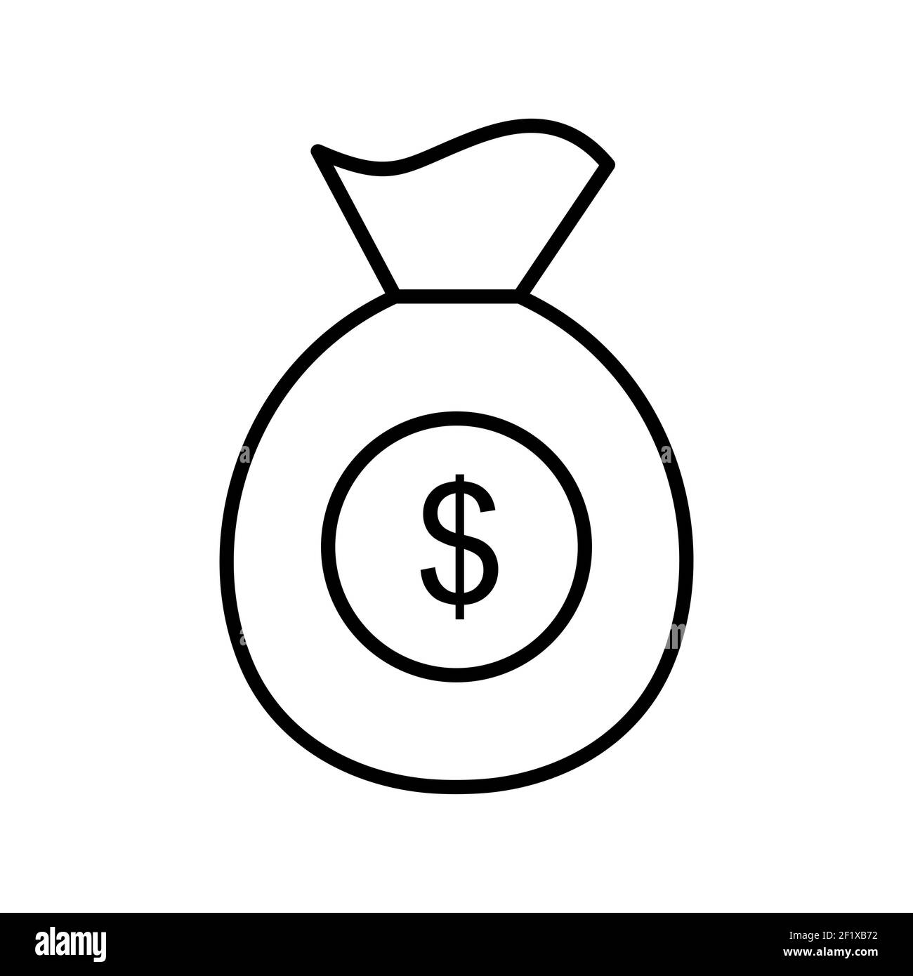 An illustration of a unique sack of money line vector icon on a white ...