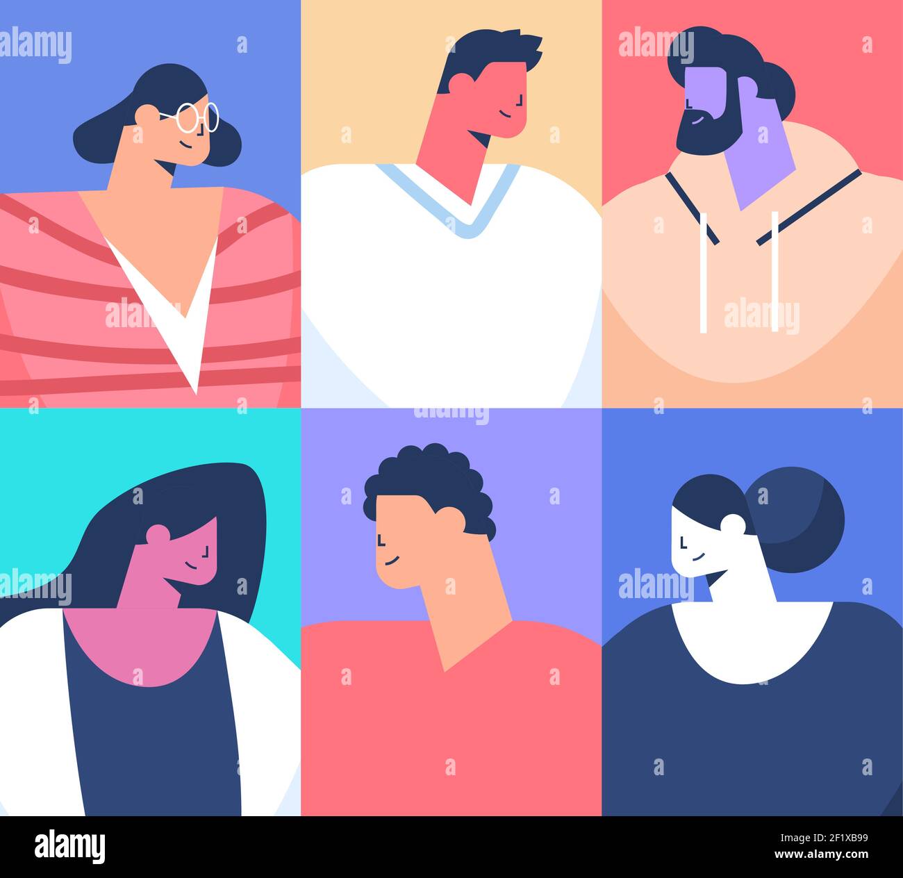 set mix race people avatars collection male female cartoon characters