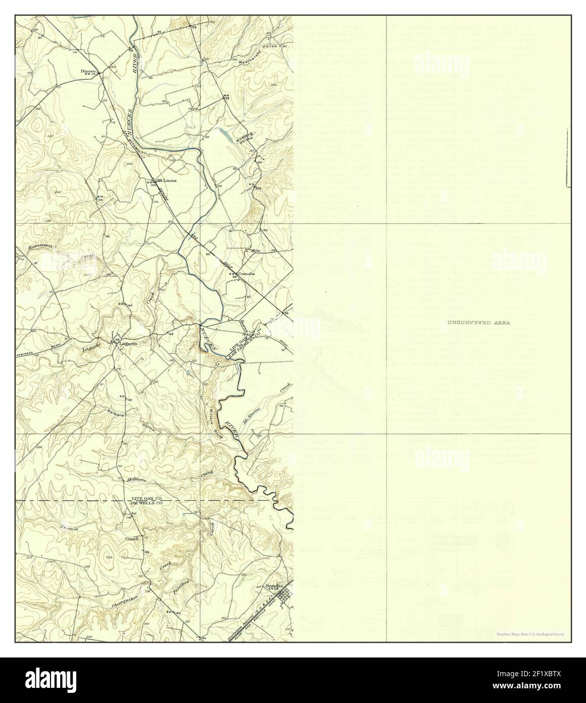 Mathis, Texas, map 1927, 1:62500, United States of America by Timeless Maps, data U.S. Geological Survey Stock Photo