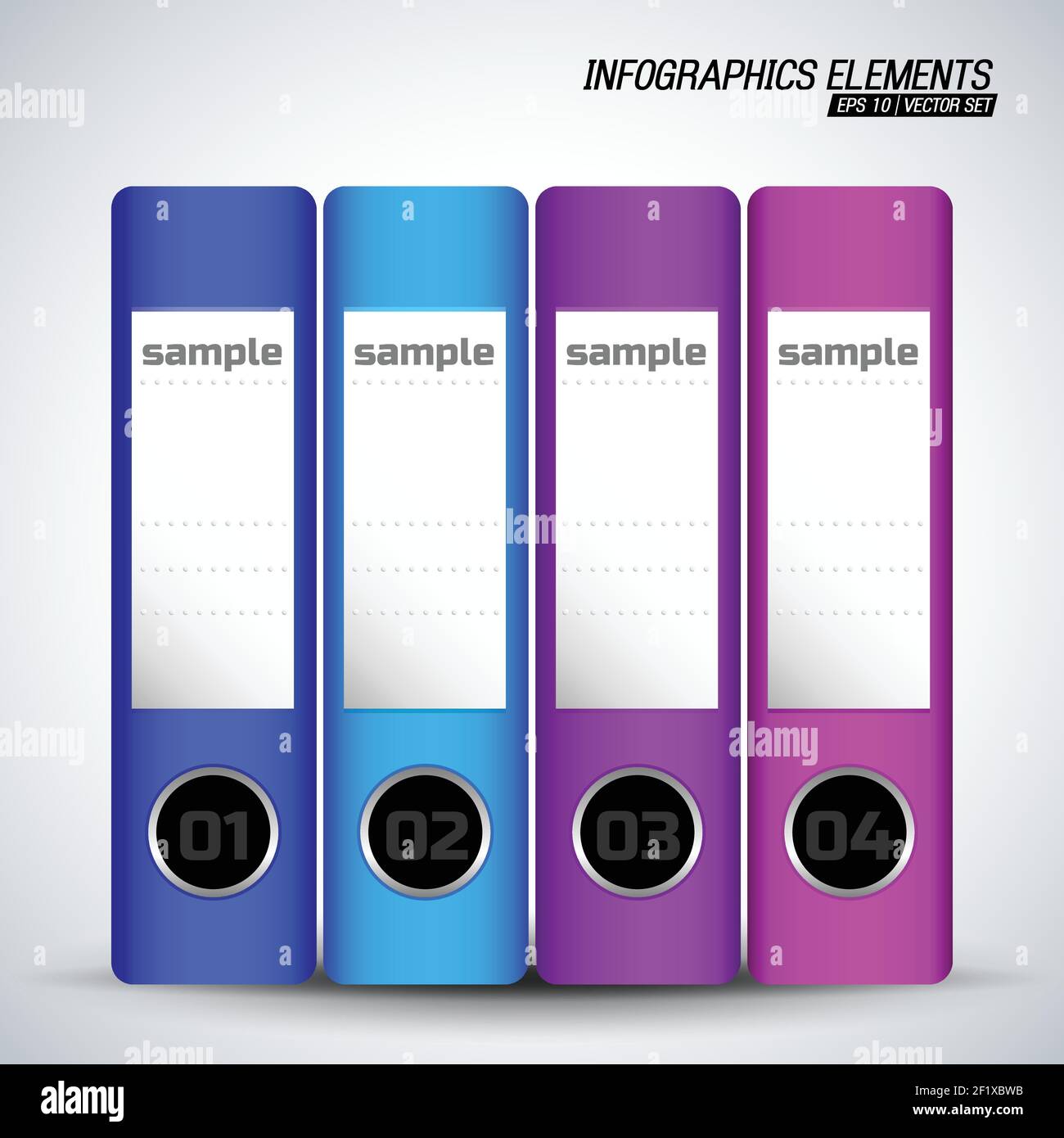 Flat design four document folders with blank text fields infographics