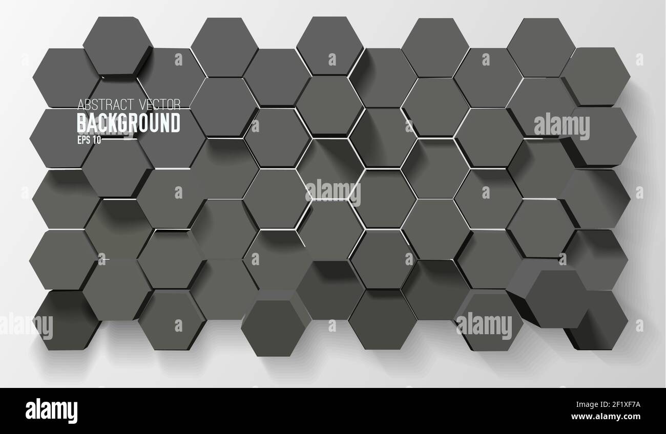 Futuristic geometric background with 3d gray hexagons in shape of honeycomb vector illustration Stock Vector