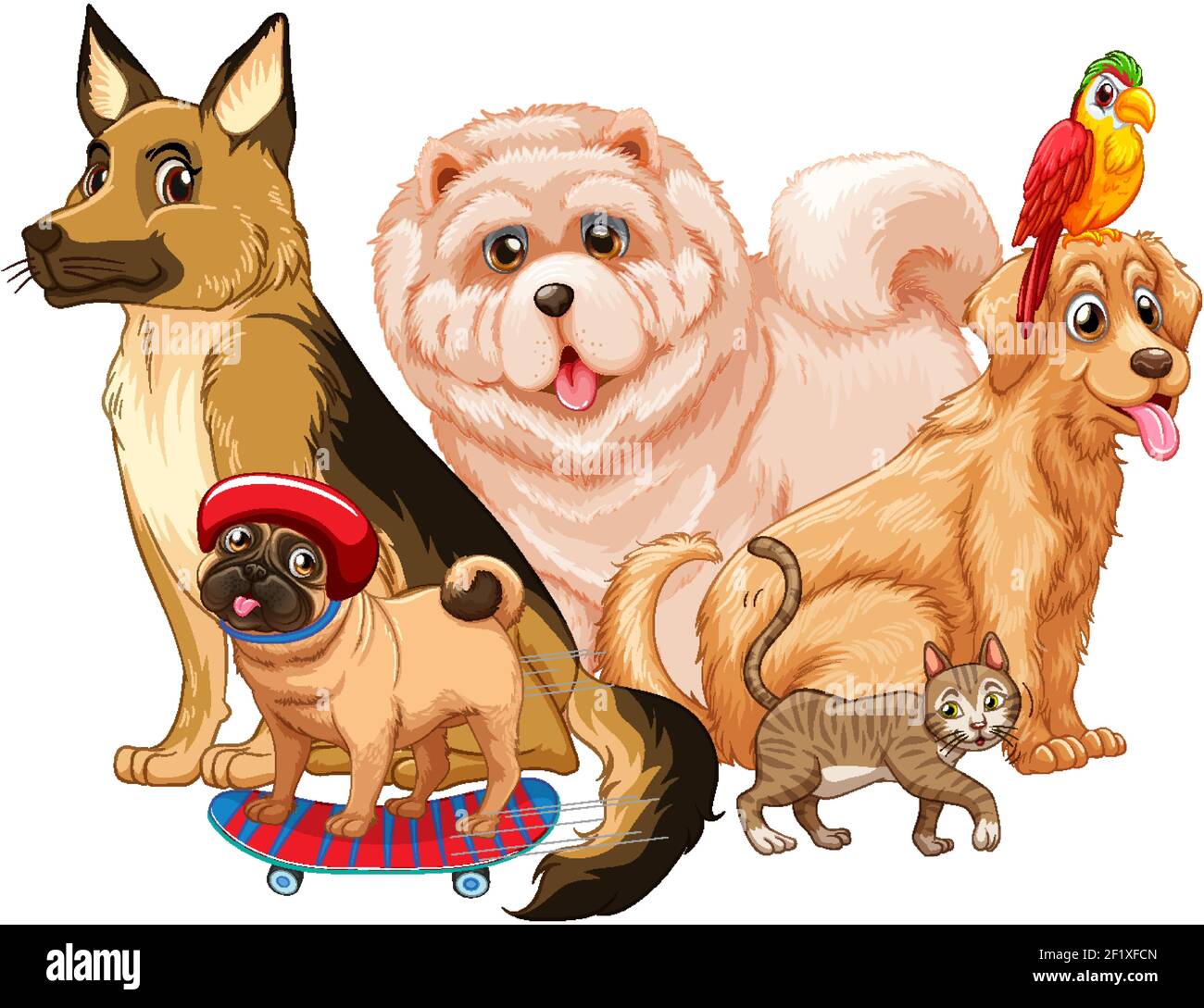 Group of pet on white background illustration Stock Vector Image & Art