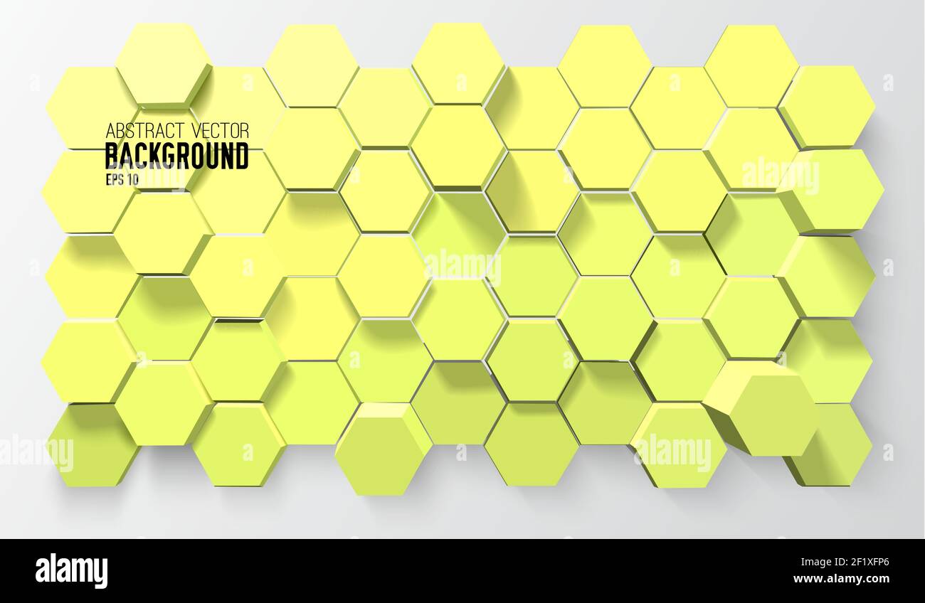 Abstract light geometric background with 3d yellow hexagons in digital ...