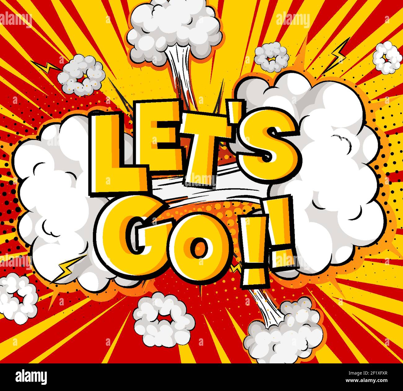 LET'S GO wording comic speech bubble on burst illustration Stock Vector ...