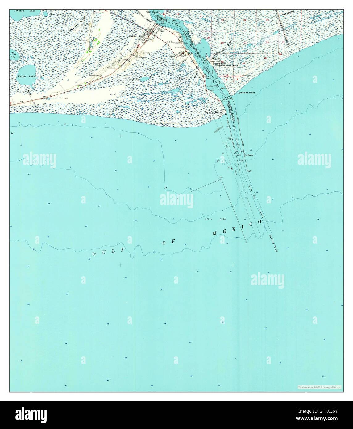 Sabine Pass, Texas, map 1957, 162500, United States of America by