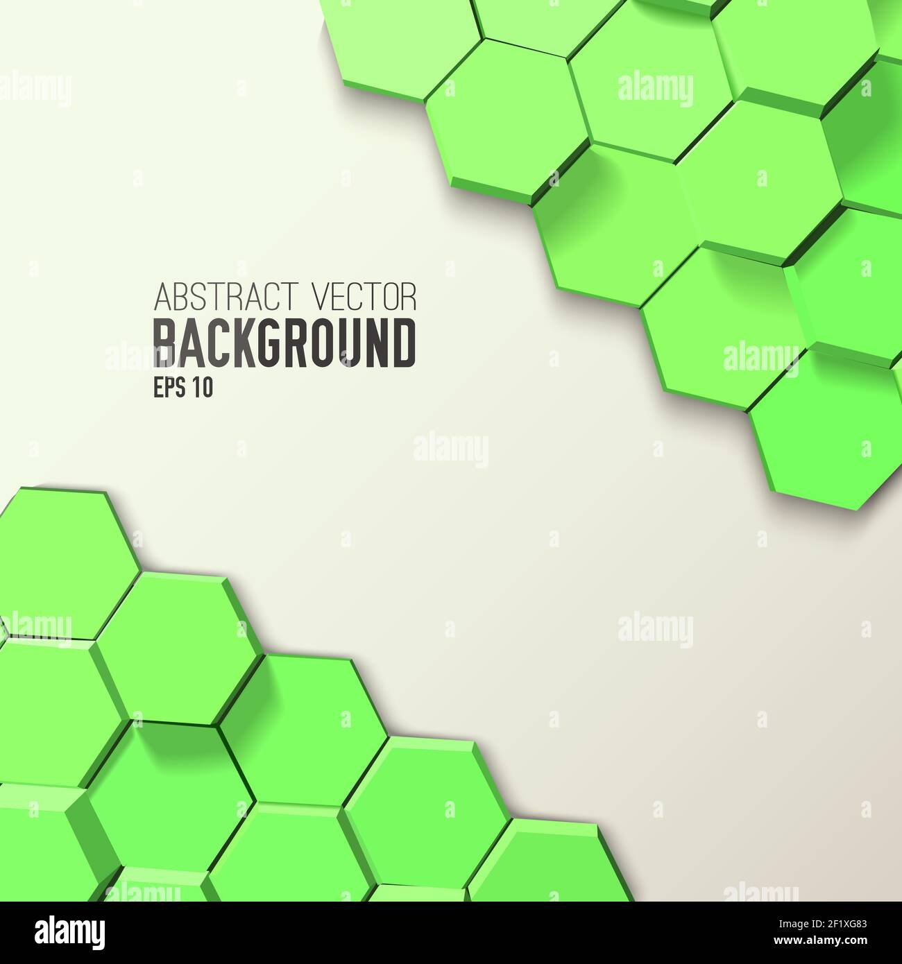 Geometric abstract template with 3d green hexagons in mosaic style and ...
