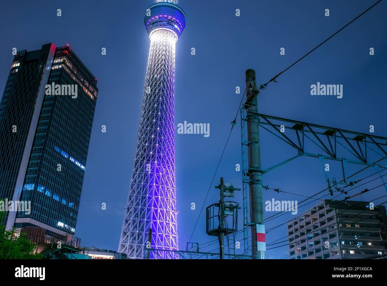 Light night view of the up to the Tokyo Sky Tree Stock Photo