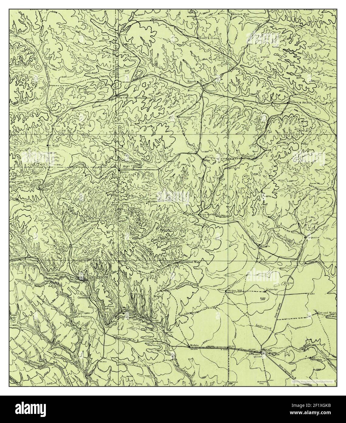 Sanderson, Texas, map 1928, 1125000, United States of America by