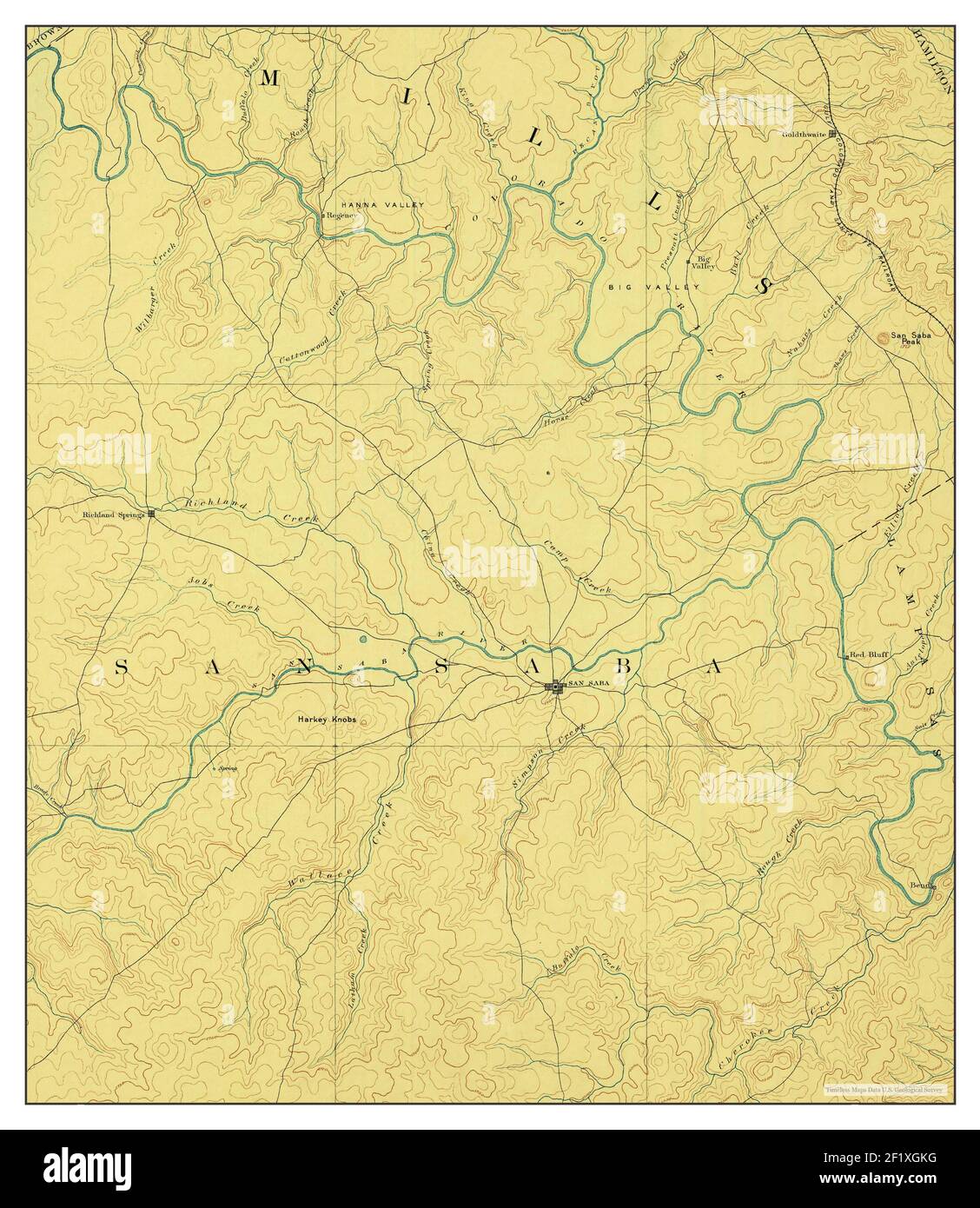San Saba, Texas, map 1894, 1125000, United States of America by