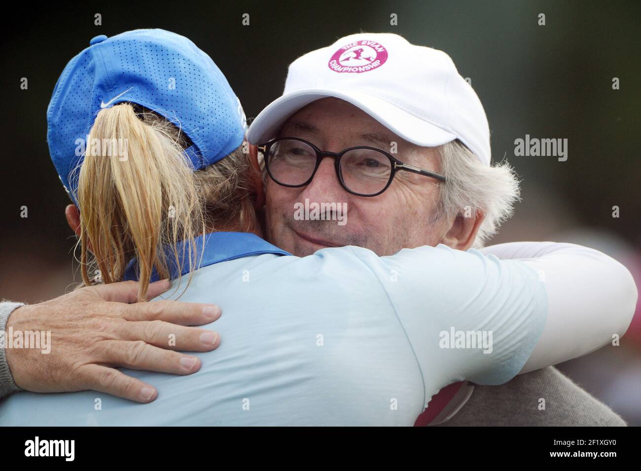 Golf - The Evian Championship 2013 - Evian - France - 9 -15/09/2013 - Photo Philippe Millereau / KMSP / DPPI - 15/09/2013 - Day 7 - Third round and final round - Suzann Pettersen / Nor - Winner and Franck Riboud / CEO Danone Stock Photo