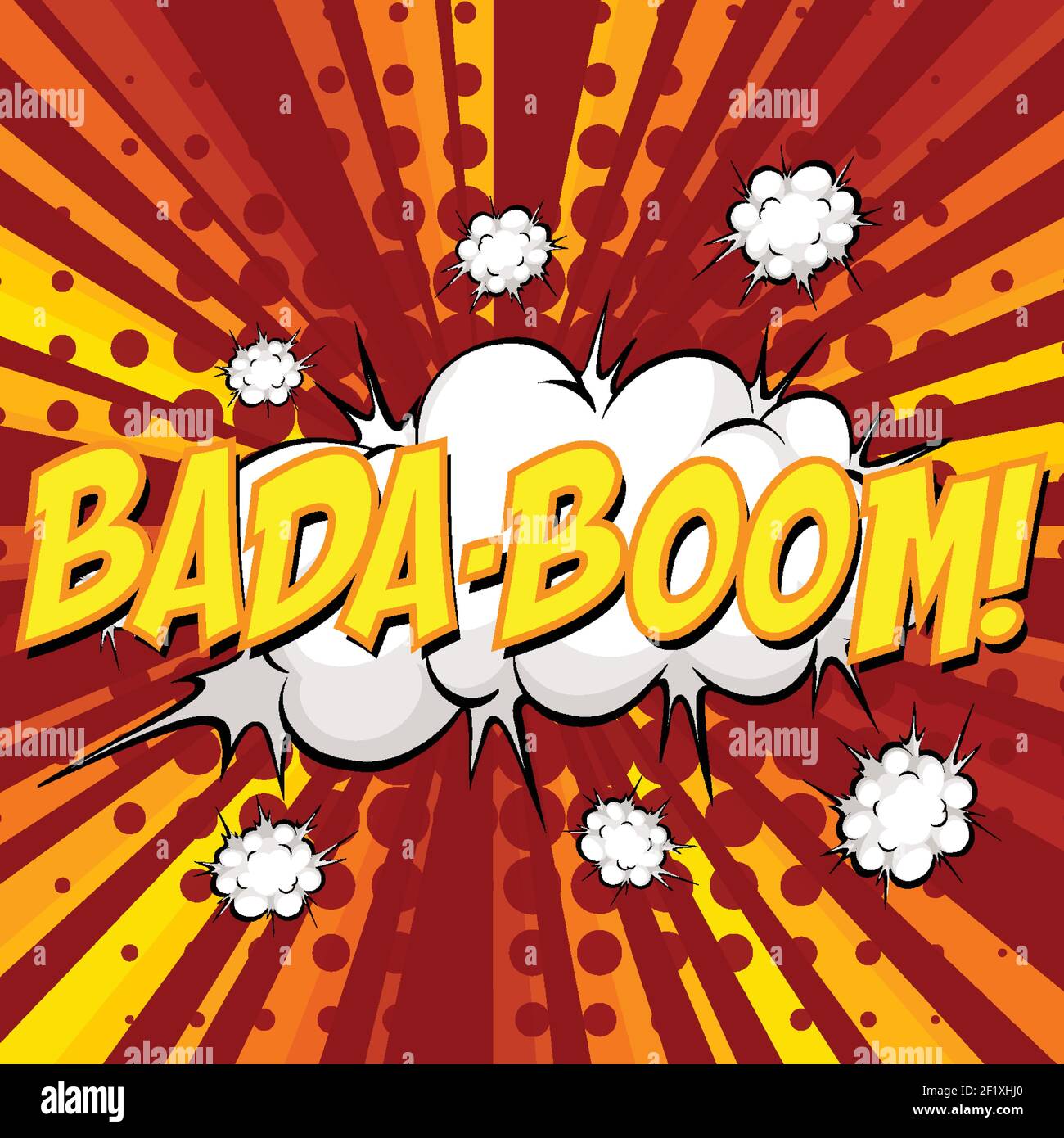 BADABOOM wording comic speech bubble on burst illustration Stock Vector Image & Art Alamy