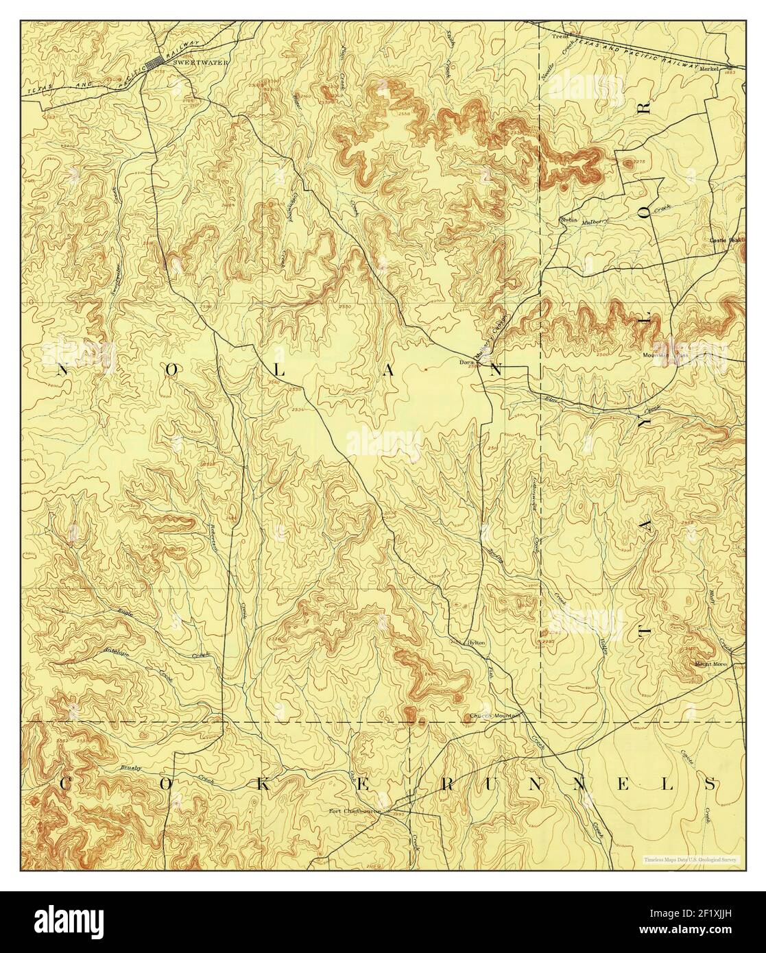 Sweetwater, Texas, map 1893, 1:125000, United States of America by Timeless Maps, data U.S. Geological Survey Stock Photo