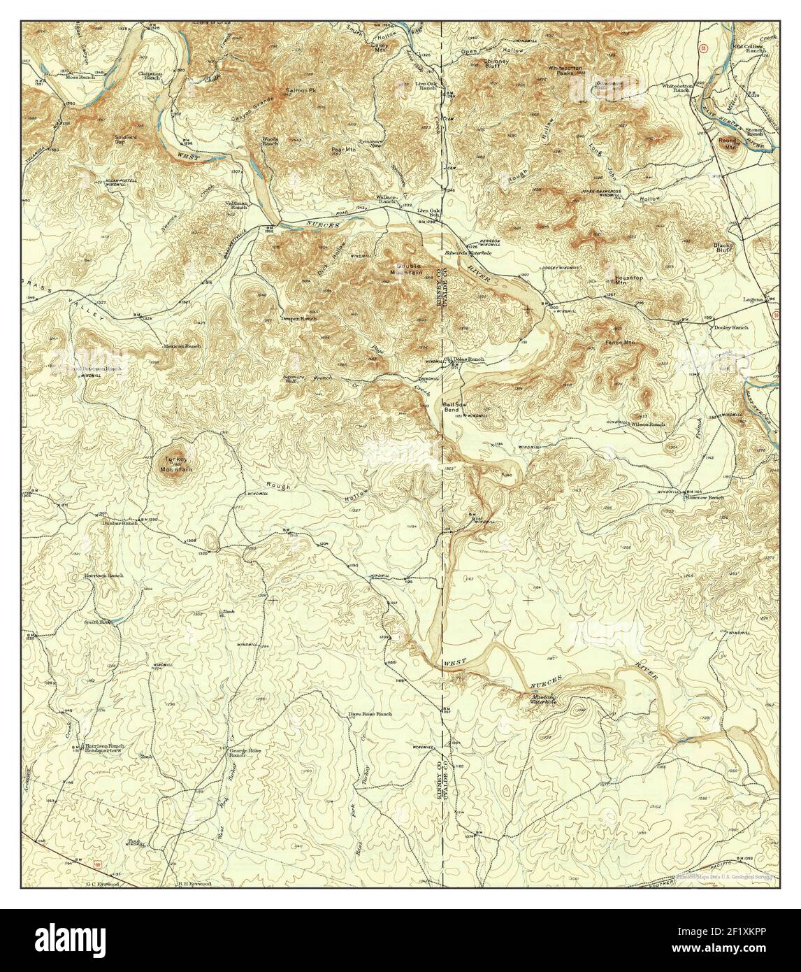 Turkey Mountain, Texas, map 1943, 162500, United States of America by