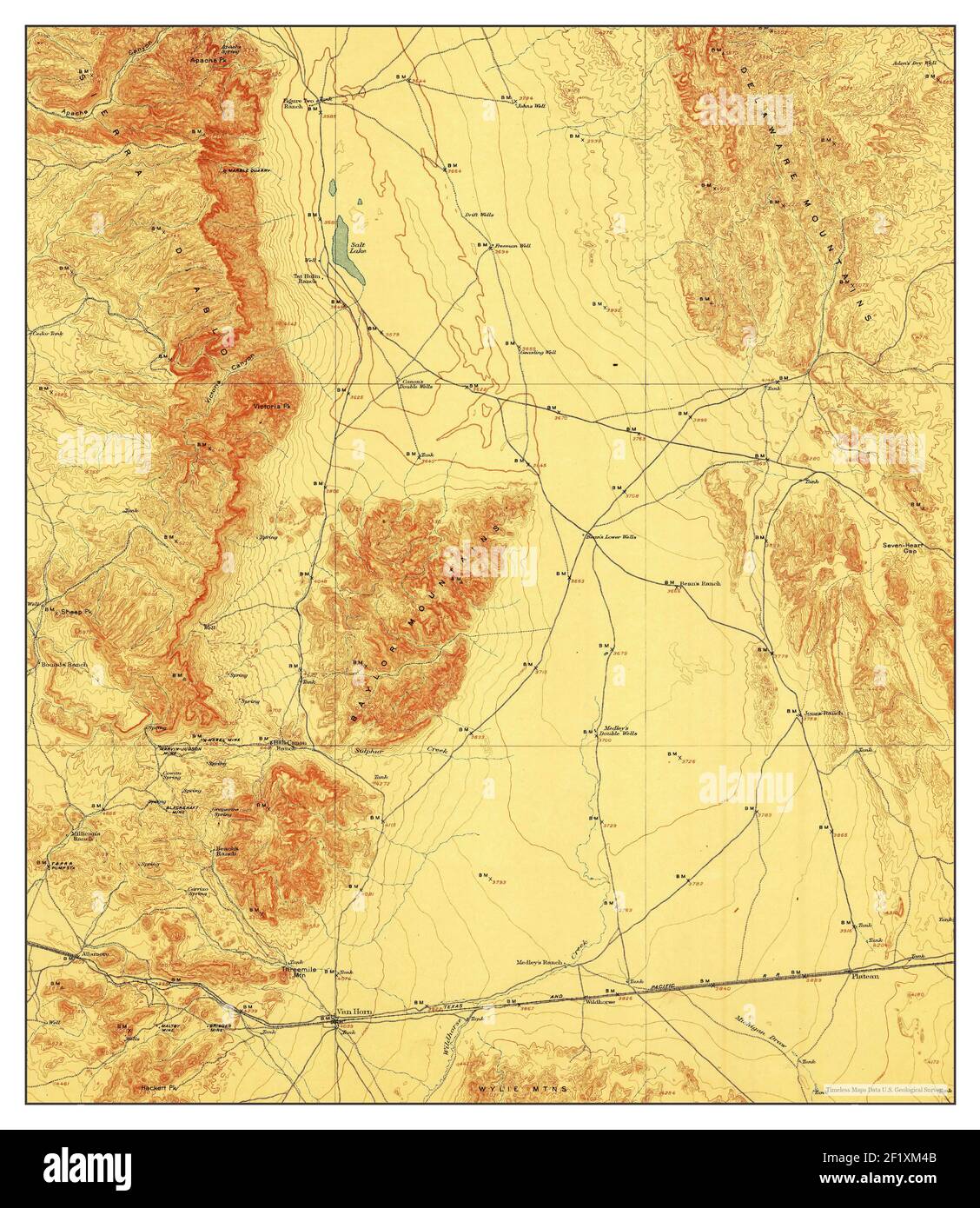 Van Horn, Texas, map 1906, 1:125000, United States of America by Timeless Maps, data U.S. Geological Survey Stock Photo