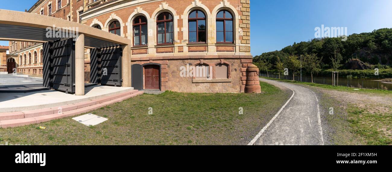 Flood protection and gates at the St. Agustin boarding school in Grimma Stock Photo