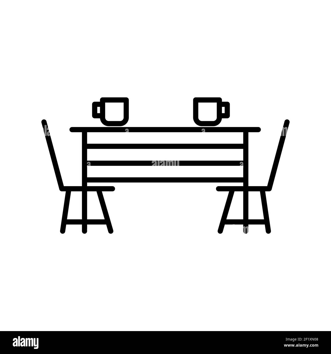 An illustration of a unique dining table line vector icon on a white