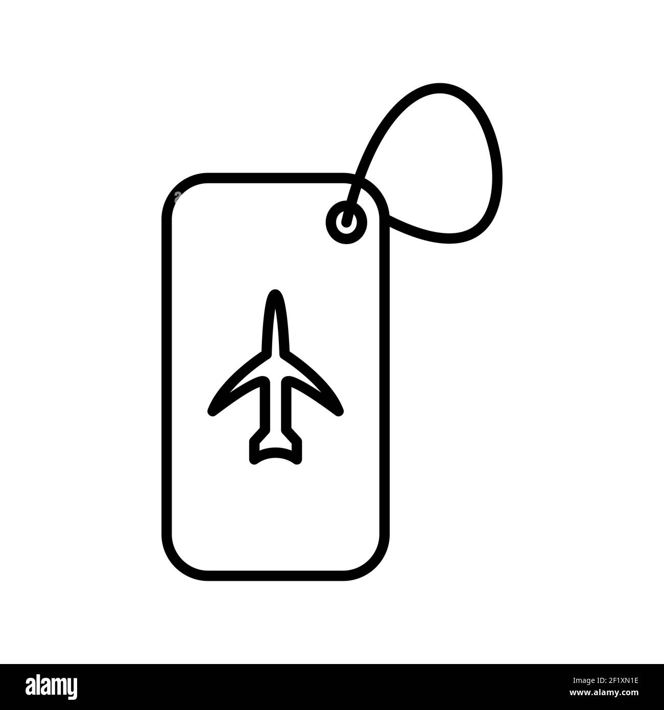 An illustration of a unique luggage tag line vector icon on a white