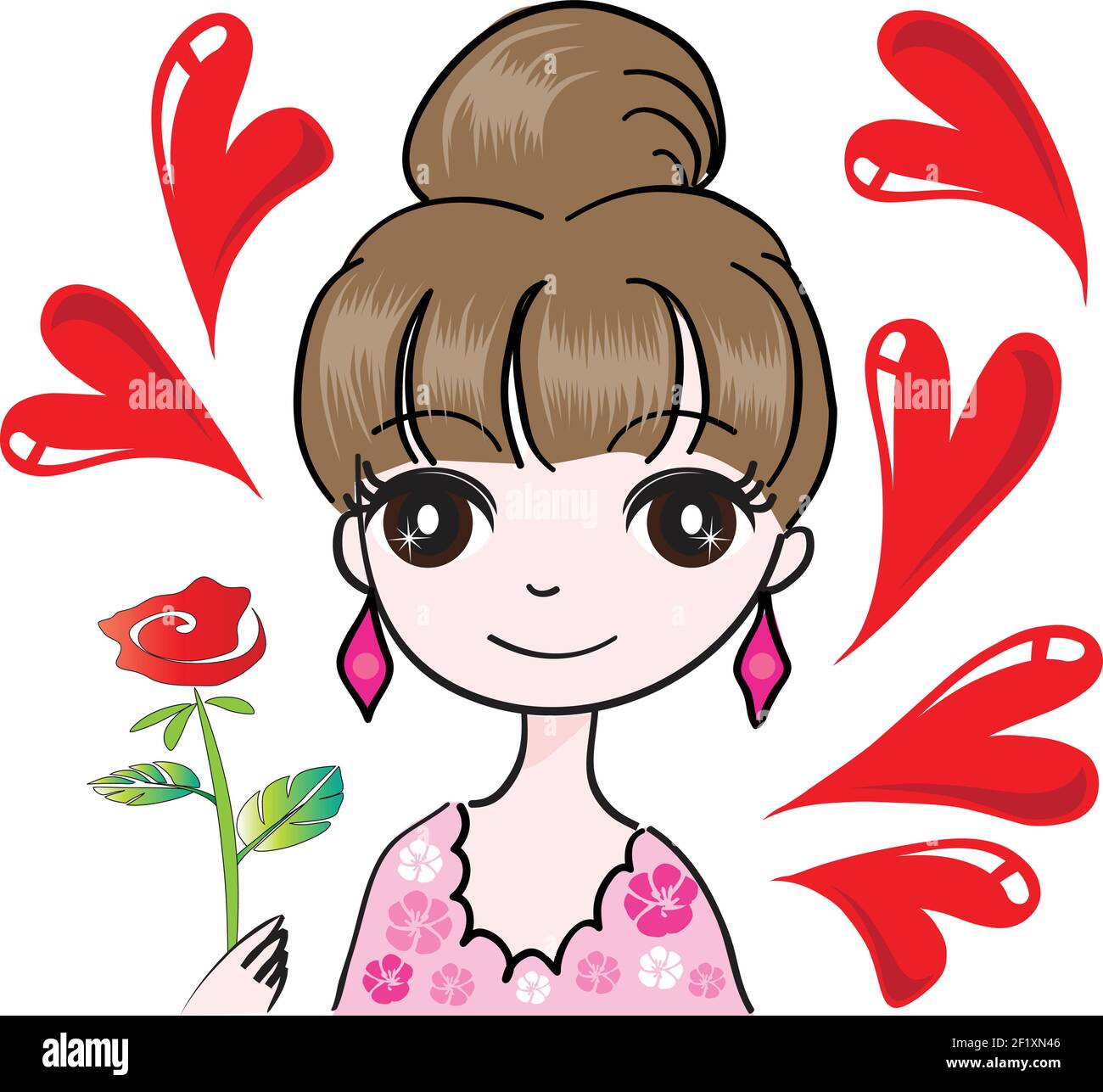 Cartoon beauty girl emoji set Stock Vector