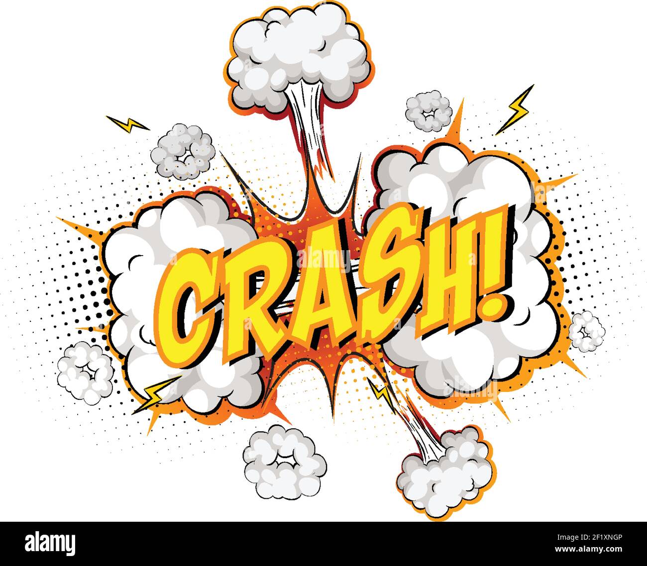 Word Crash on comic cloud explosion background illustration Stock