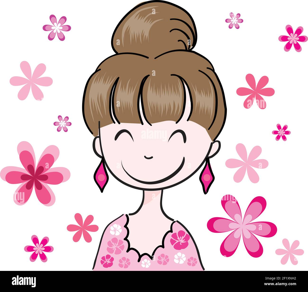 Cartoon beauty girl emoji set Stock Vector Image & Art Alamy