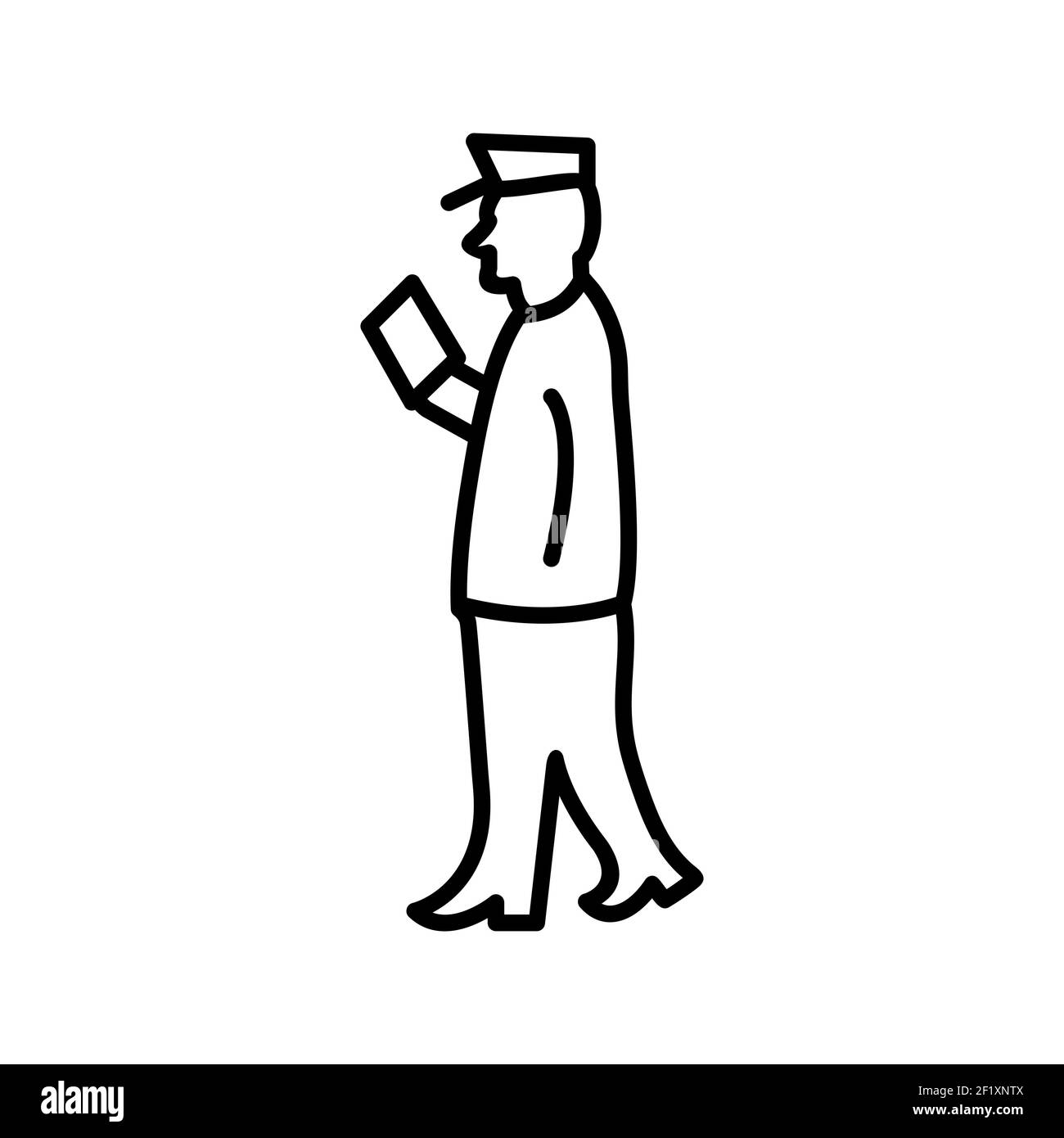 An illustration of a unique guard checking passport line vector icon on ...