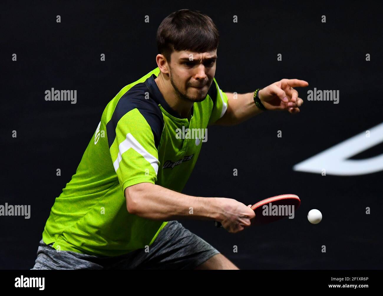 Doha, Qatar. 9th Mar, 2021. Kirill Gerassimenko of Kazakistan competes during the men's singles round of 32 match against Jeoung Youngsik of South Korea at WTT Star Contender Doha 2021 in Doha, Qatar, on March 9, 2021. Credit: Nikku/Xinhua/Alamy Live News Stock Photo