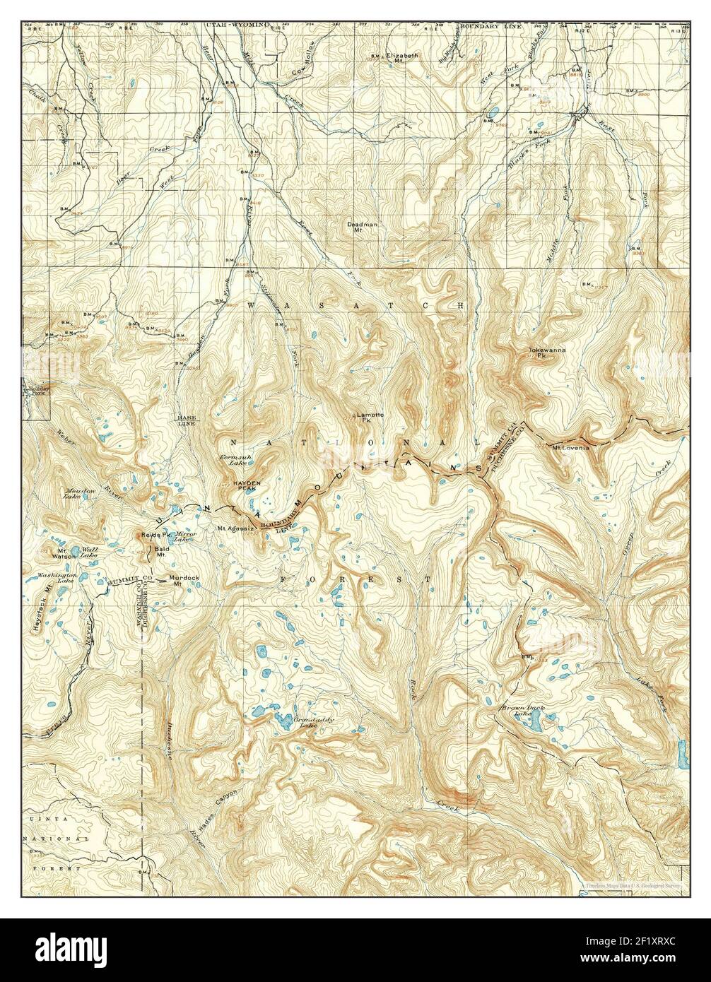 Hayden Peak, Utah, map 1901, 1:125000, United States of America by Timeless Maps, data U.S. Geological Survey Stock Photo