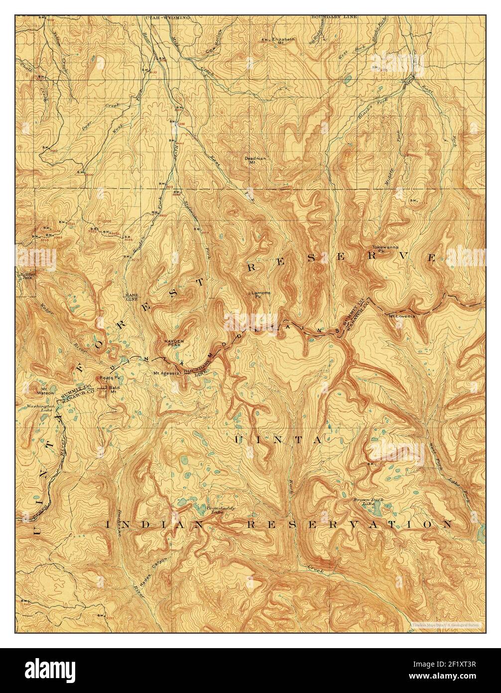 Hayden Peak, Utah, map 1903, 1:125000, United States of America by Timeless Maps, data U.S. Geological Survey Stock Photo