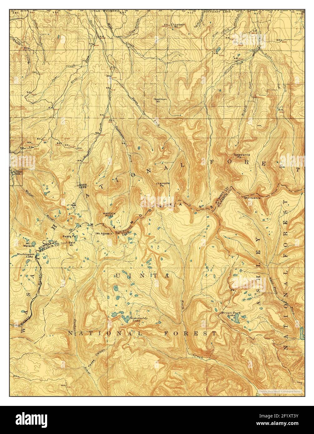 Hayden Peak, Utah, map 1903, 1:125000, United States of America by Timeless Maps, data U.S. Geological Survey Stock Photo