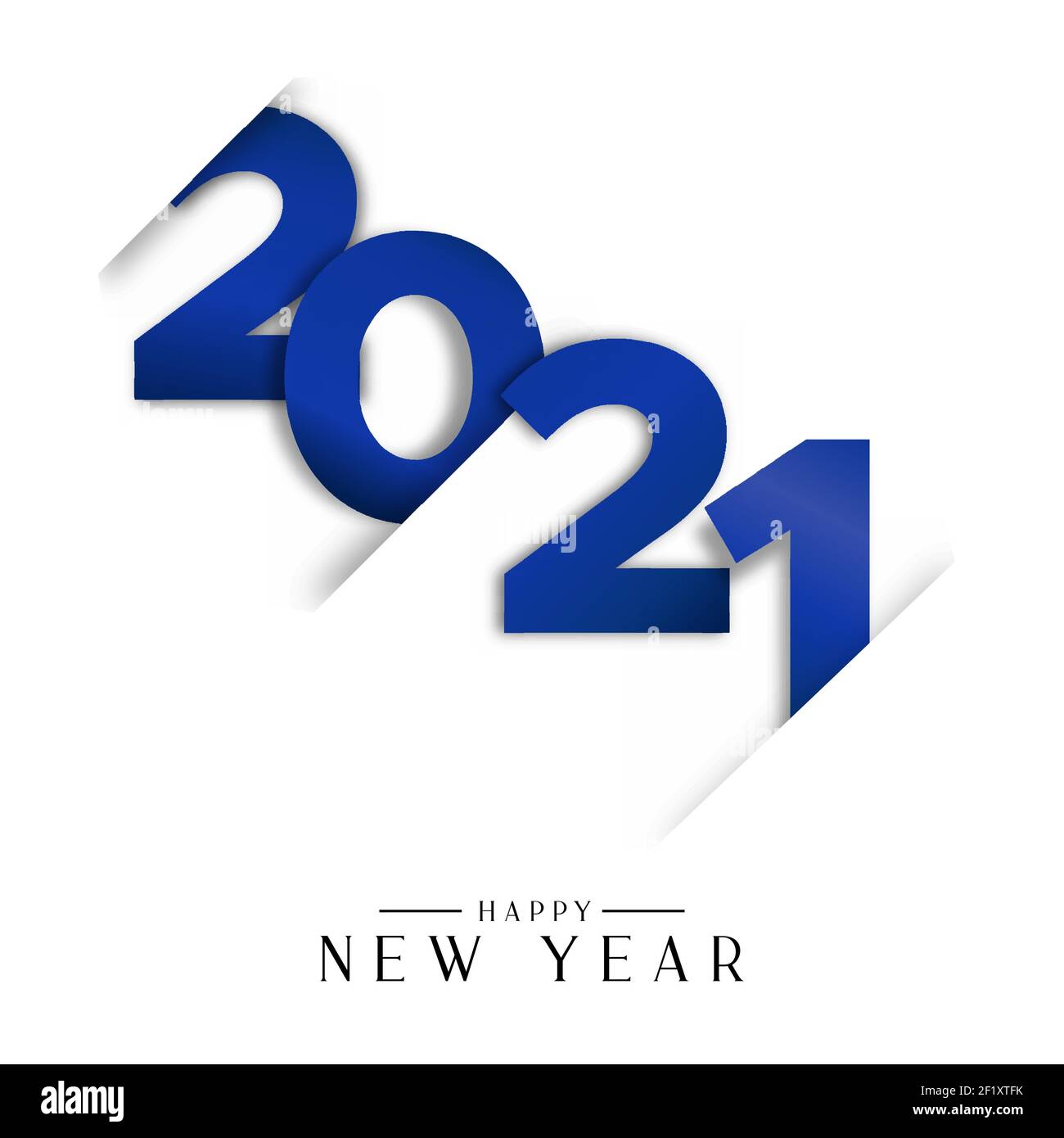 Happy New Year 2021 greeting card illustration. Blue calendar number