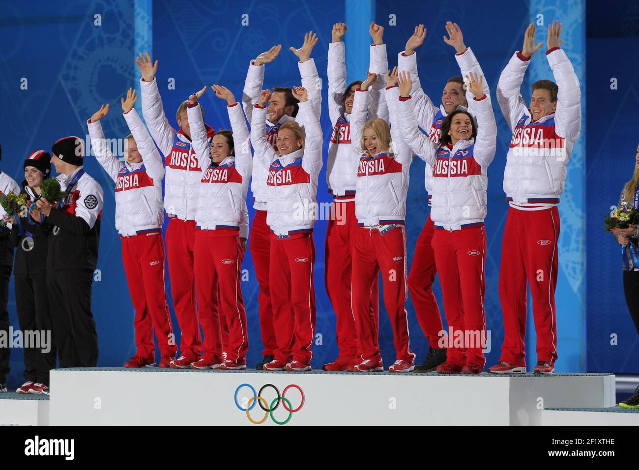 Team russia figure skating 2014 podium hires stock photography and