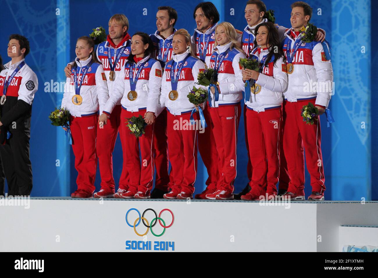 Team russia figure skating 2014 podium hires stock photography and