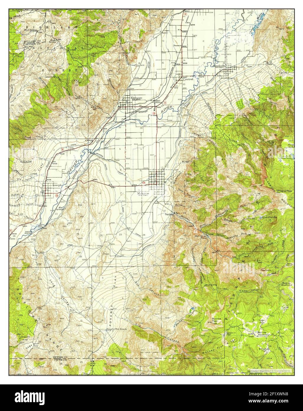 Monroe, Utah, map 1940, 162500, United States of America by Timeless