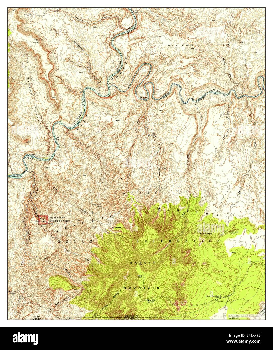 Navajo county map Cut Out Stock - Navajo Mountain Utah Map 1953 162500 United States Of America By Timeless Maps Data Us Geological Survey 2F1XX9E 