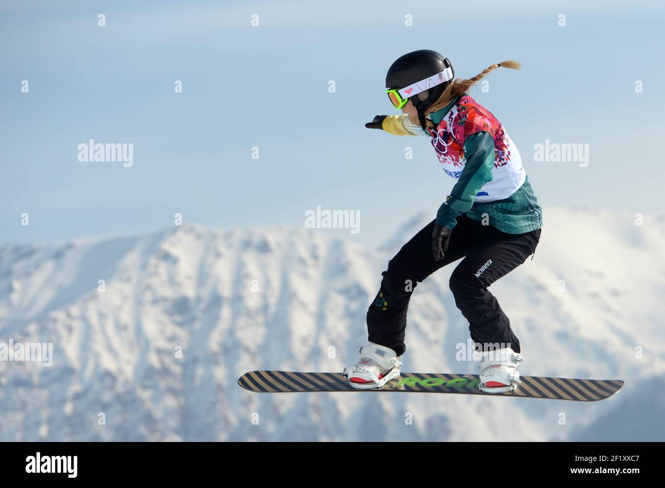 Torah Bright from Australia competes during the women's Snowboard Cross of the XXII Winter Olympic Games Sotchi 2014, at the Rosa Khutor Extreme Park, on February 16, 2014 in Sochi, Russia. Photo Pool KMSP / DPPI Stock Photo